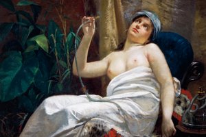 Røyke opium (olje på lerret) av Carlo Sara