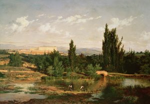 Landsbygd med en elv, Manzanares