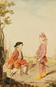 De to ungdommelige de Neuville-brødrene, på en kai, 1767 av Carmontelle