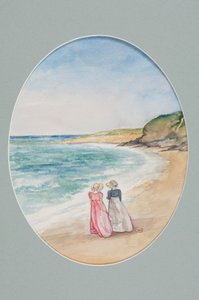 Anne & Henrietta rusler ned til havet, 2006 (wc på papir)