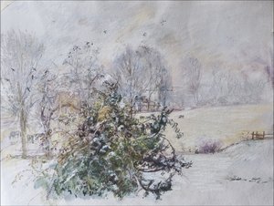 Winter from Our Window, 2009 (pastell & wc på papir) av Caroline Hervey Bathurst