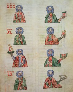 Fol.252r Fingertelling fra 1 til 20000, fra De numeris. Codex Alcobacense av Rabanus Maurus (780-856)