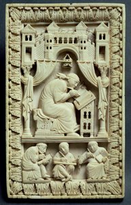 St. Gregory-skrift med skriftlærde nedenfor, fransk-tyske skole, ca. 850-875