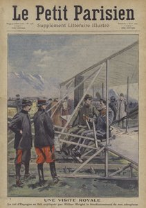 Wilbur Wright forklarer hvordan flyet hans fungerer til kong Alfonso XIII av Spania