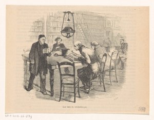 Lesesal i et bibliotek Les rats de bibliothèque (tittel på objekt) av Carter