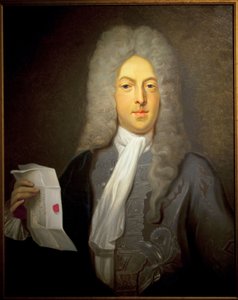 Portrett av John Law (1671-1729), skotsk finansmann og finanskontrollør i Frankrike, ansvarlig for konkursen i 1720. Maleri av Casimir Balthazar (1811-1875), Olje på lerret av Casimir de Balthasar
