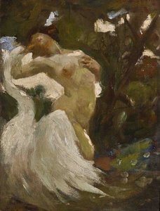 Leda og svanen (olje på lerret)