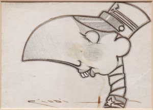 Soldat (svart blekk og kull på papir)