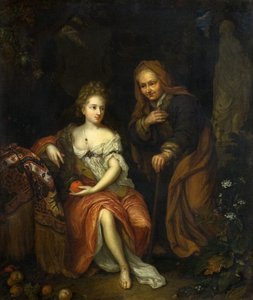Vertumnus og Pomona av Caspar (follower of) Netscher
