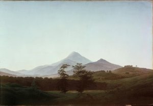 Bohemlandskap med den store og lille Milleschaue av Caspar David Friedrich