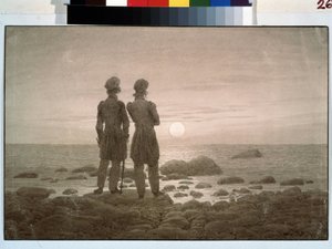 ""To menn ser på havet fra kysten"" (To menn ved kysten) Akvarell av Caspar David Friedrich (1774-1840) 1835 Dim. 25,9 x 22,2 cm Pushkin Museum Moskva av Caspar David Friedrich