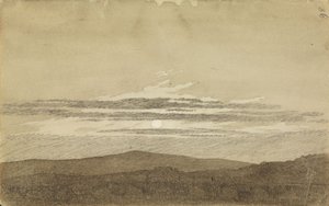 Fjellandskap i solnedgang av Caspar David Friedrich