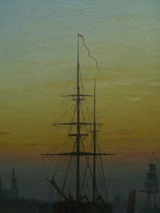 Tysk: Detalj av Greifswald havn Alternativ(e) tittel(er): Skip i Greifswald havn av Caspar David Friedrich