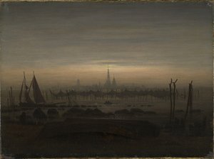 Greifswald i måneskinn av Caspar David Friedrich