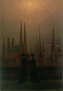 Havn om natten (Søstre), ca. 1818-20 av Caspar David Friedrich