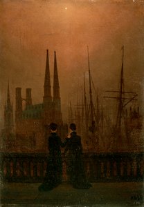 Havn på natt søstre, 1818-1820. av Caspar David Friedrich