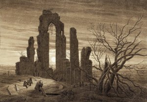 Vinter, natt, alderdom og død (utdrag fra syklusen av døgnets timer og menneskets aldre) - Kunstverk av Caspar David Friedrich (1774-1840), sepia på papir (19,2x27,5 cm) av Caspar David Friedrich