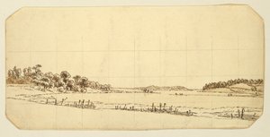 Lakeside, 1802-3 (penn og brunt blekk vask med blyant på papir) av Caspar David Friedrich