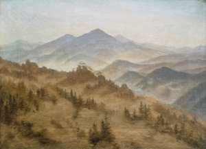 Landskap med Rosenberg i Bohemian Mountains av Caspar David Friedrich
