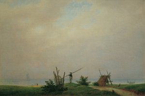 Sjøstrand med fiskere av Caspar David Friedrich