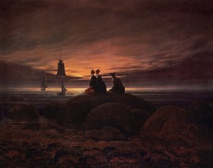 Månen stiger over havet av Caspar David Friedrich
