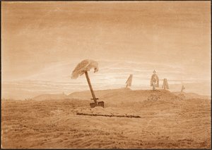 ""Landskap av graver"" (Landskap med graver) Tegning av Caspar David Friedrich (1774-1840) ca. 1836 Dim 23,8x28,6 cm Albertina, Wien av Caspar David Friedrich