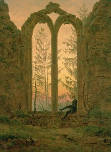 Ruins of the Oybin Monastery (The Dreamer) 1835-40 (olje på lerret) av Caspar David Friedrich