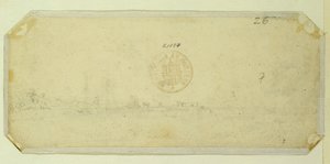 Skisse av et landskap fra baksiden av et maleri av Caspar David Friedrich
