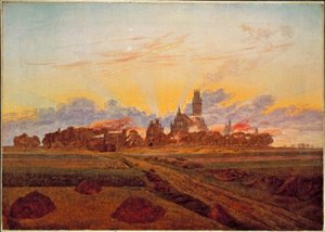 Soloppgang nær Neubrandenburg av Caspar David Friedrich