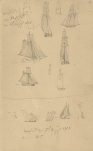 Studier av seilskip av Caspar David Friedrich