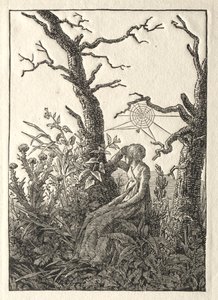 Kvinnen med edderkoppnettet mellom bare trær, 1803. av Caspar David Friedrich