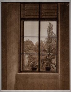 Vindu med utsikt over en park av Caspar David Friedrich
