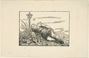 Ung mann ligger på en grav av Caspar David Friedrich