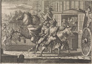 Angrep på Nicolau Monteiro, Prior av Cedofeita, i Romas gater av Caspar Luyken (attributed to)