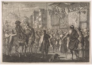 Proklamasjon av freden i Osnabrück i en by, 1648
