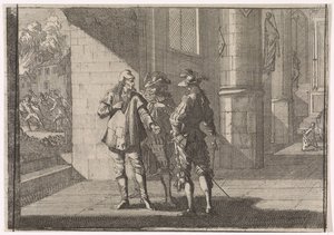 Masaniello snakker med to adelsmenn i en kirke, 1647 av Caspar Luyken (attributed to)