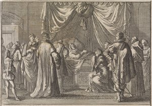 Maria de Medicis dødsleie, 1642 av Caspar Luyken (attributed to)