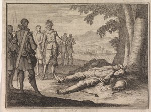 Filip den gode finner en beruset bonde under et tre av Caspar Luyken