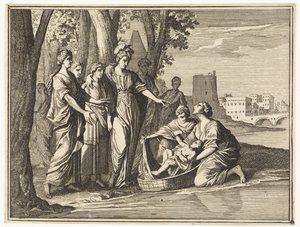 Moses blir funnet av faraos datter av Caspar Luyken