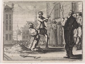 Halshugging av en gutt under oppsyn av geistlige og djevelen av Caspar Luyken