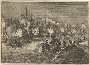 Spansk flåte på Schelde tatt til fange og brent av nederlenderne, 1631 av Caspar Luyken