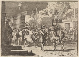 Glede i Paris ved den falske rapporten om William IIIs død i slaget ved Boyne, 1690 av Caspar Luyken