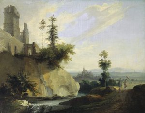 Landskapskomposisjon med ruin av et slott, ca. 1774-77