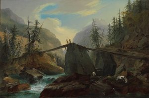 Gangbro av tre over Lütschine nær Gsteig, 1774.