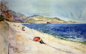 På stranden nedenfor Promenade des Anglais, Nice, Frankrike, 1898. av Cass Gilbert