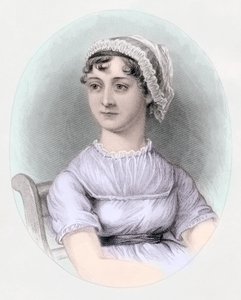 Portrett av Jane Austen, ca. 1850 (håndfarget gravering) av Cassandra (after) Austen