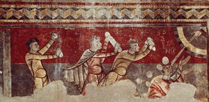 The Stening of Saint Stephen, ca. 1100 (freskomaleri overført til lerret) av Catalan School