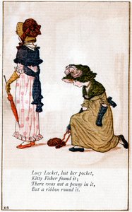 Illustrasjon for "Lucy Locket, mistet veska", Kate Greenaway 1846-1901