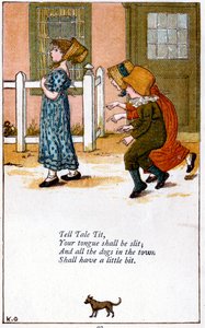 Illustrasjon for «Fortell om at tungen din skal skjæres opp», Kate Greenaway 1846-1901