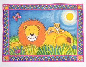 Lion in the Sun, 1997 (wc og pastell på papir)